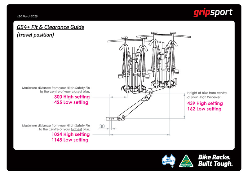 GS4+ 4-Bike Tow Bar Rack with Light Assembly