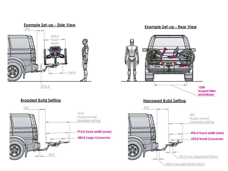 GS-Trike+ Tow Bar Bike Rack with Light Assembly